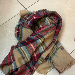 Plaid Fringe Scarf
